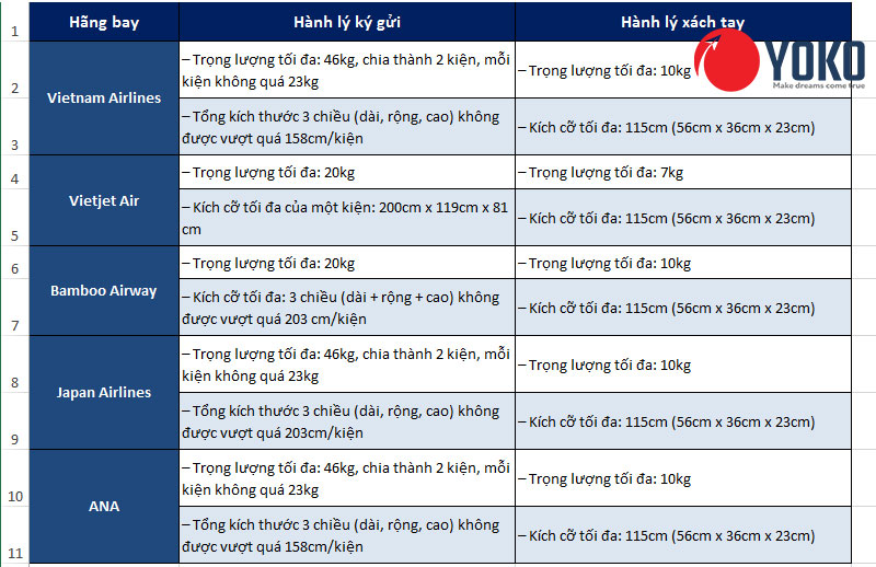 Quy định về hành lý của các hãng máy bay