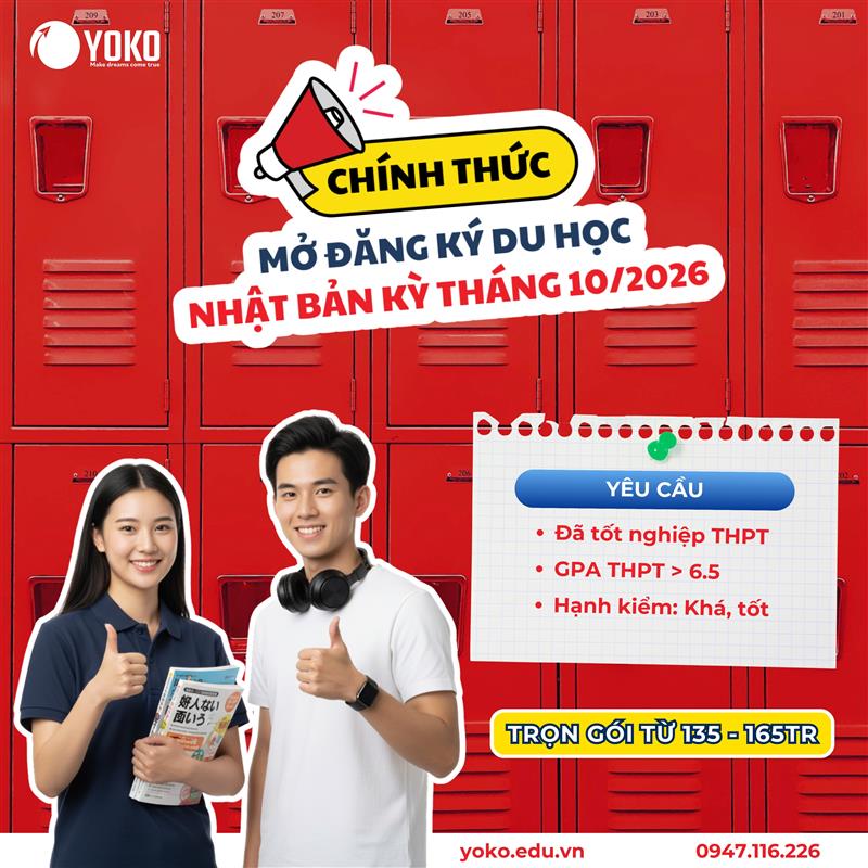 Du học Nhật Bản kỳ tháng 10/2026