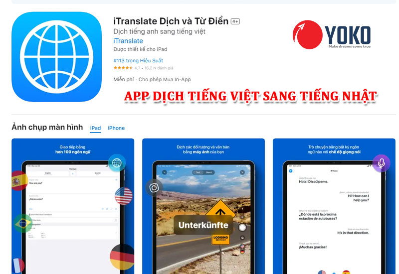 APP iTranslate Dịch và Từ Điển