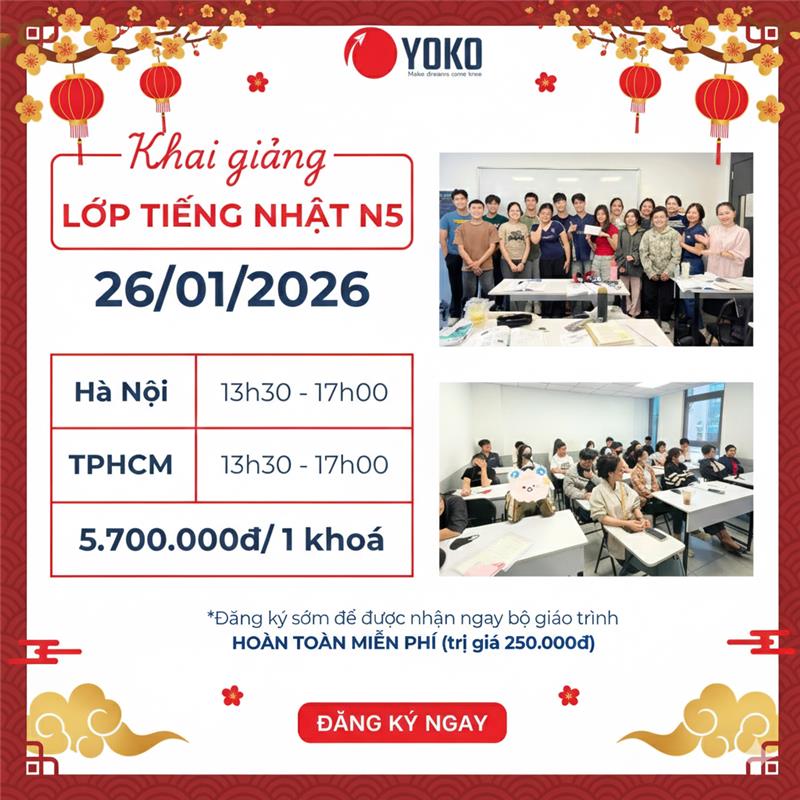 Khai giảng khóa tiếng Nhật N5 tại Hà Nội & Hồ Chí Minh