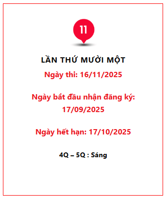 Lịch thi NAT-TEST tháng 11