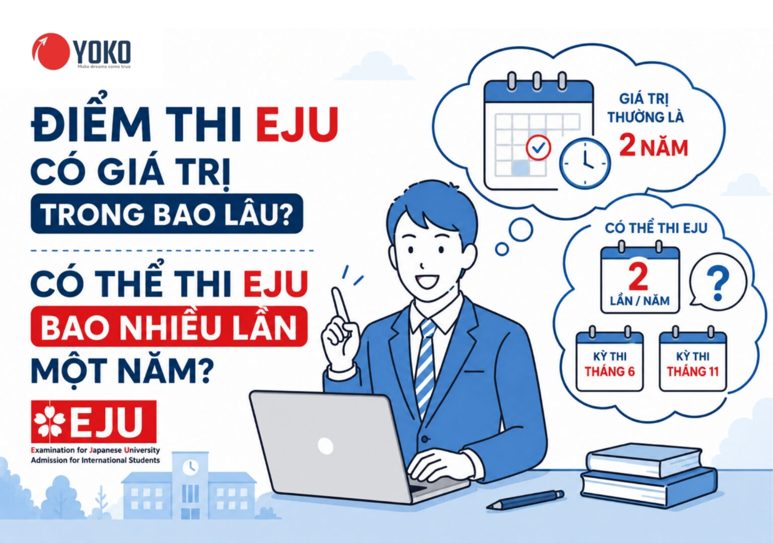 Điểm thi EJU có giá trị trong bao lâu? Có thể thi EJU bao nhiêu lần một năm?